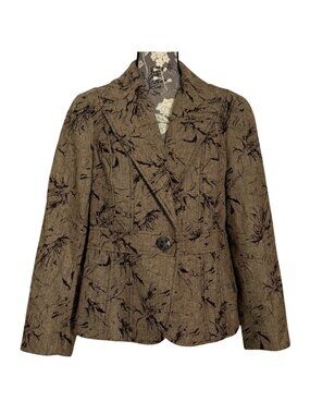 NWT Coldwater Creek Flocked Tweed Jacket Womens Size 14 Floral Buttons MSRP $129